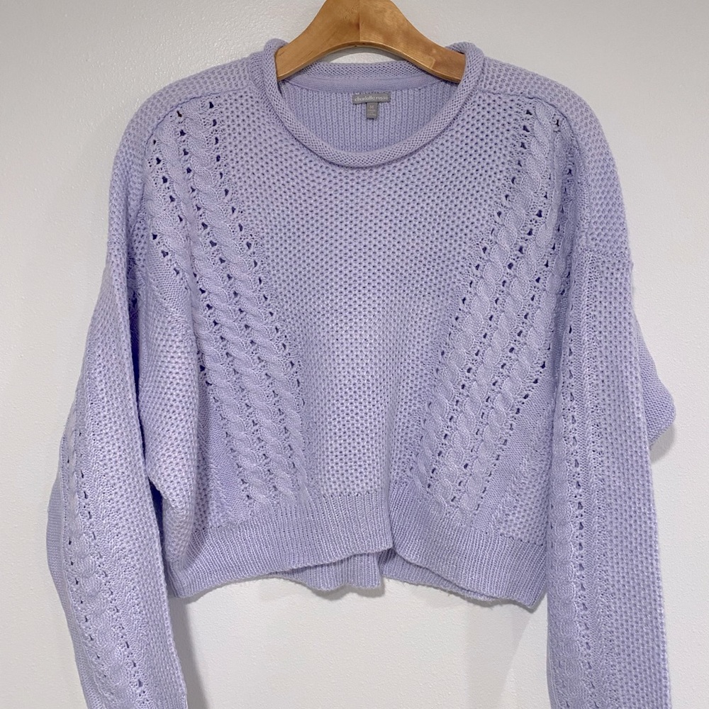 Charlotte Russe Crop Sweater - Lilac - Medium